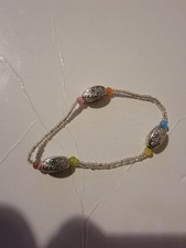 Avon Silver Tone Beaded Bracelet Anklet Multi...