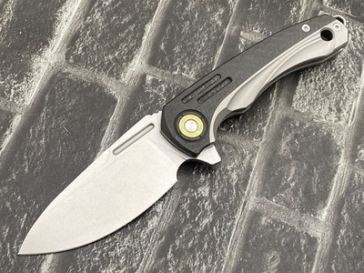 TwoSun TS530-14C-CF Folding Knife 14C28N Blade Titanium/CF Handle Pocket Knife