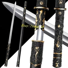 Black-Gold Tang Sword 唐剑 High Carbon Steel Sharp Chinese KungFu Double Edge Jian
