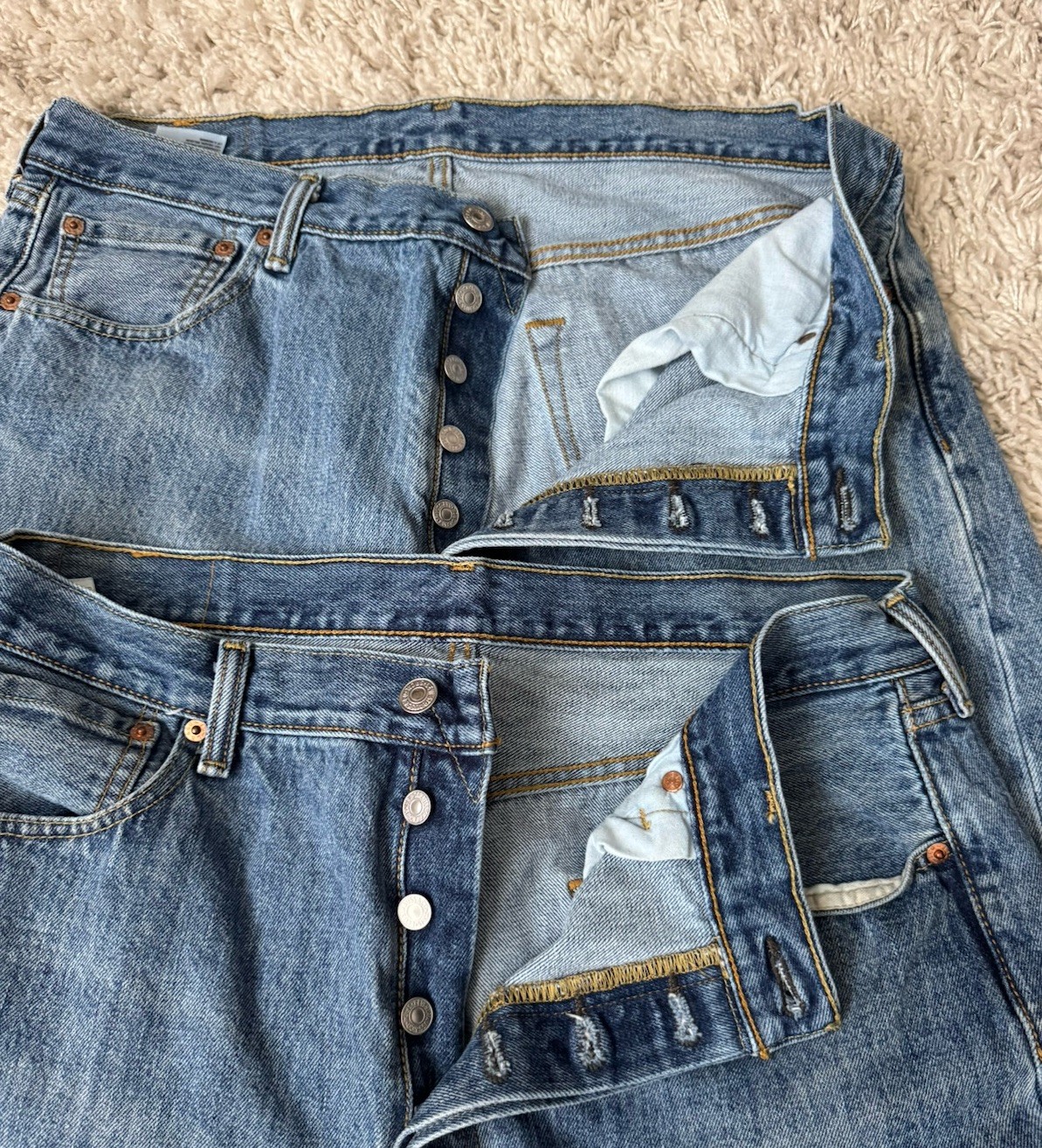 Lot Of 2 Levis 501 Button Fly Straight Leg Denim Blue Jeans Men Size 36X30 Vtg thumbnail 7