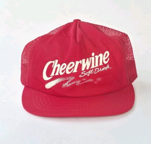 Vintage 80s CHEERWINE Advertising Red Mesh Trucker Hat AmeriCap USA Snapback!