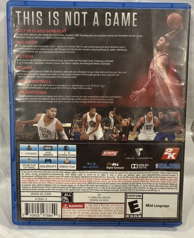 NBA 2K17 (Sony PlayStation 4, 2016) PS4 Tested and Working FREE SHIPPING - Image 2 of 2
