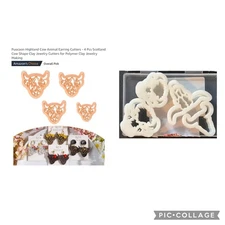 Highland Cow Animal Earring Cutters - 4 Pcs Clay Cutters for Jewelry Making