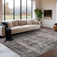 Washable Area Rugs 5x7 Vintage Printed Accent with Non-Slip Backing, Stain