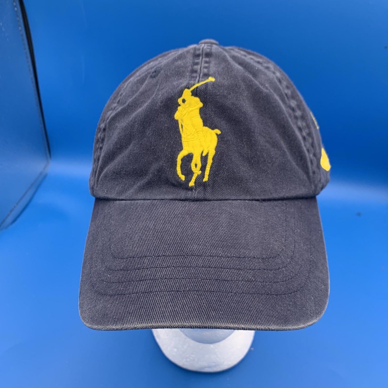 Cappello Polo Ralph Lauren MCMLXVII Big Pony #3 Strapback Regolabile Blu e Giallo
