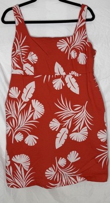 Boden Orange White Tropical Print Dress Womens US 10P Sleeveless Summer  