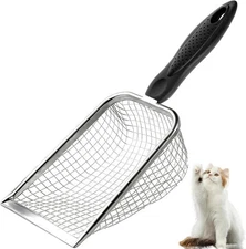 Cat Litter Scoop - Long Handle Scooper, Rustproof Stainless Steel black new 