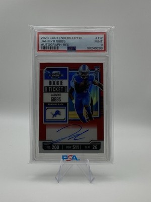 Panini 2023 Contenders Optic Jahmyr Gibbs Lions Rookie Ticket Auto Red /125