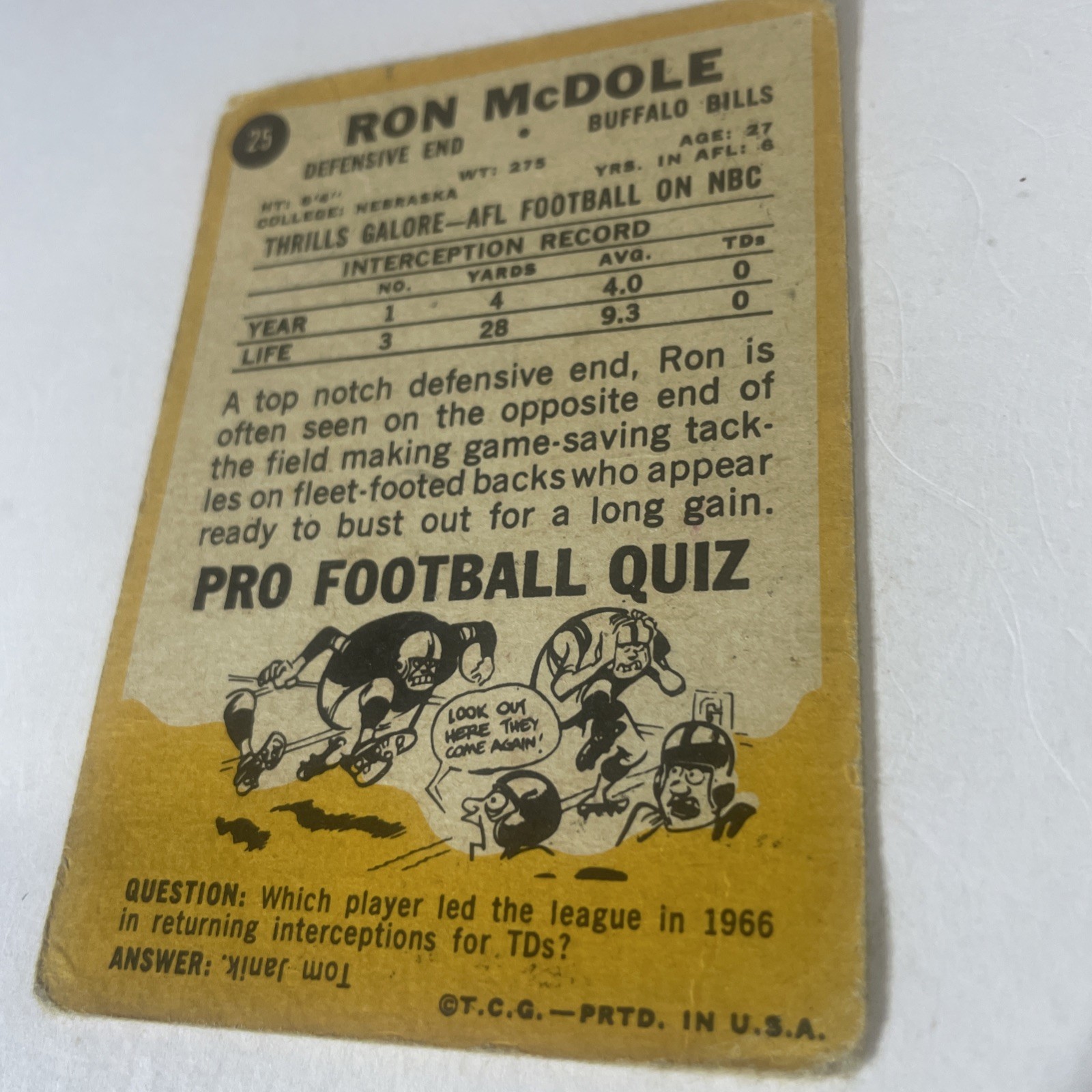 1967 Topps - Ron McDole #25 corner/perimeter wear. No creasing. B8 | eBay