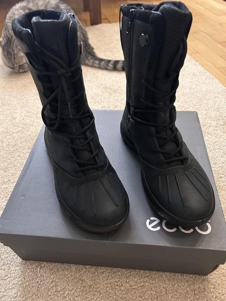 Women Ecco Boots Black Leather 37 #3RM9