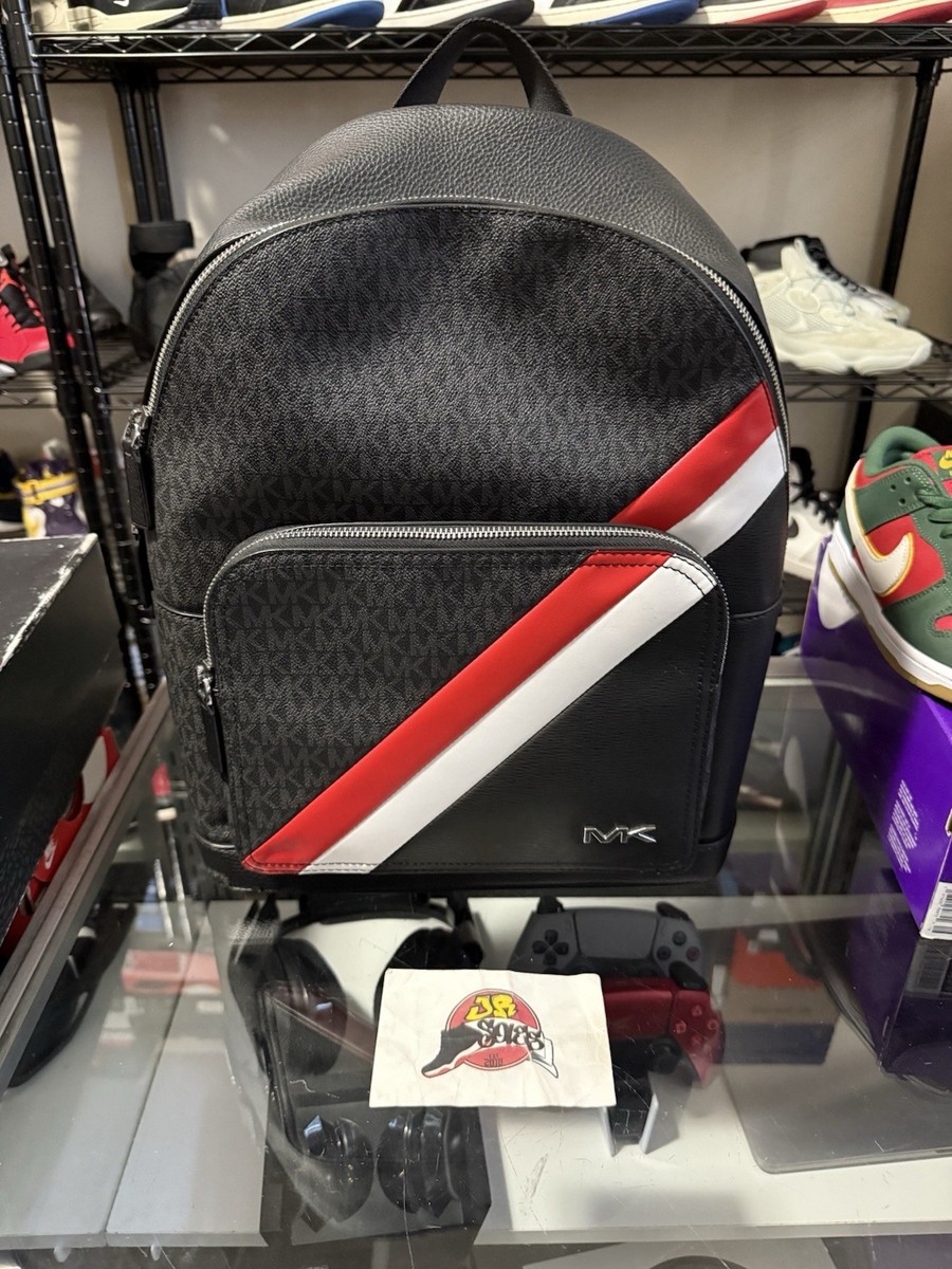 Michael Kors Cooper Backpack Black MK Logo Sport Stripe Laptop Travel Bag Michael Kors Cooper Black Stripe MK Signature Commuter  main image 3
