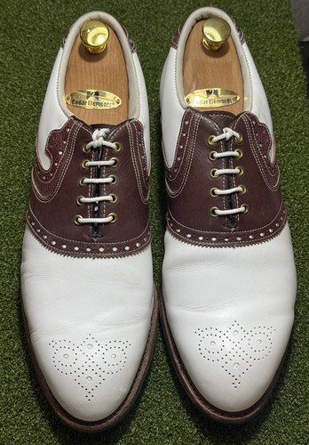 Vintage Footjoy Classics Mens Golf Shoes Model # 51909 WH/BRN 10.5 D