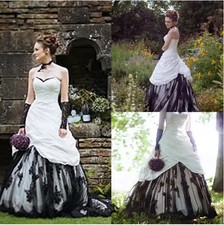 Gothic Wedding Dress Lace Appliques Ruched Sweetheart country farm Bridal Gown