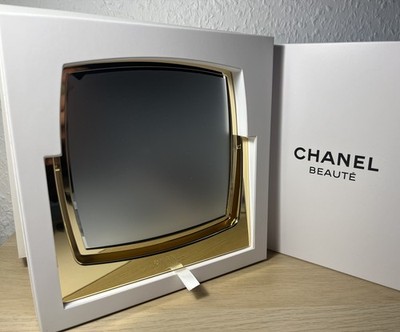Chanel Kosmetikspiegel Gold doppelseitig drehbar 16×16 cm NEU