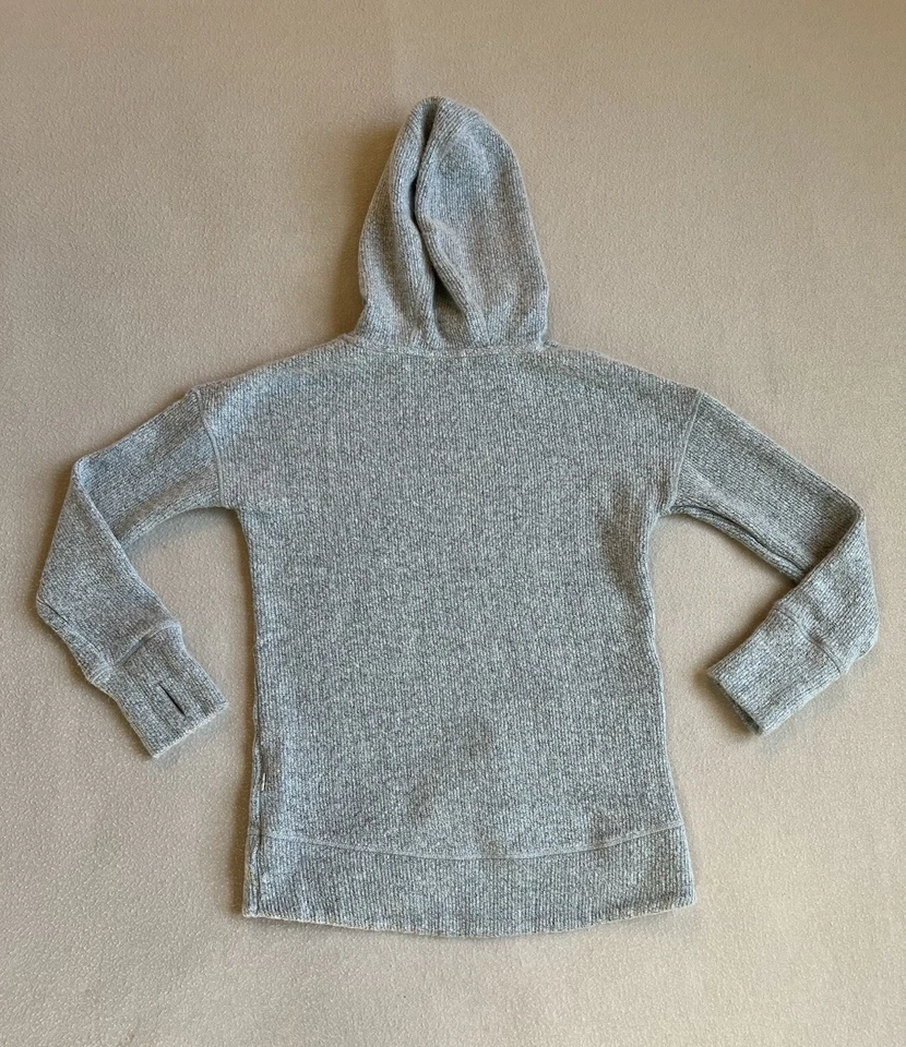 Mondetta Sudadera con Capucha Tejida Acanalada Para Mujer Talla S/P Gris Dobladillo Cruzado Pullover Negro Foto 2 de 4