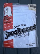 Vintage NOS Sears Mid-Length Briefs Pkg of 3 Sz XL 42-44 White W/ Red Stripe USA