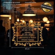 adesivo orari negozio apertura vetrine bar caffè vetrofania personalizzata a0578