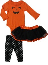 Infant Girls Pumpkin Glitter Tutu Polka Dot Legging Halloween Outfit 0-3m