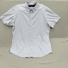 Mizzen Main Shirt Mens XL Blue Paisley Short Sleeve Button Up Performance