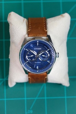 Citizen Eco-Drive 42 mm Blue Dial with Brown Leather Strap BN4020