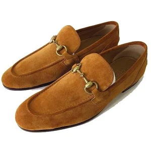 Mocassins Gucci Jordaan Horsebit cuir daim UK 8 camel chaussures authentiques
