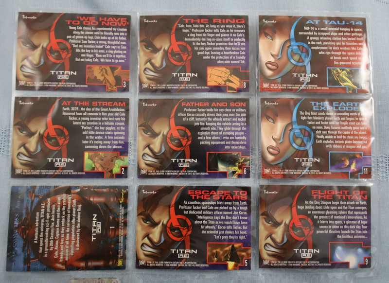 69 Titan RE collectable cards, from 20th Century Fox Film, 2000 Inkwork VVHTF