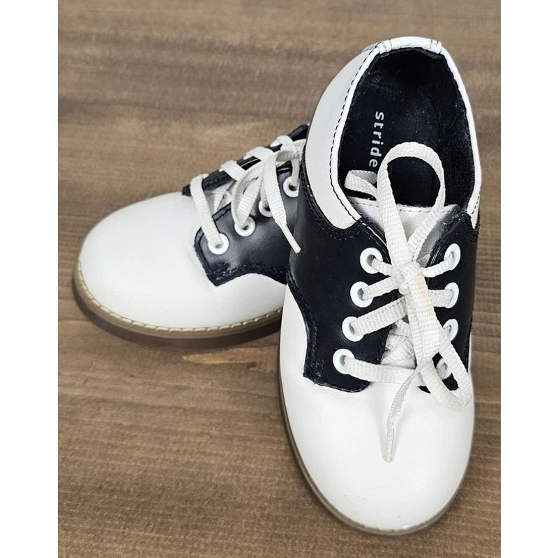 Striderite toddler classic leather saddle shoes navy white sz 7.5 preppy sturdy - Image 4 of 4