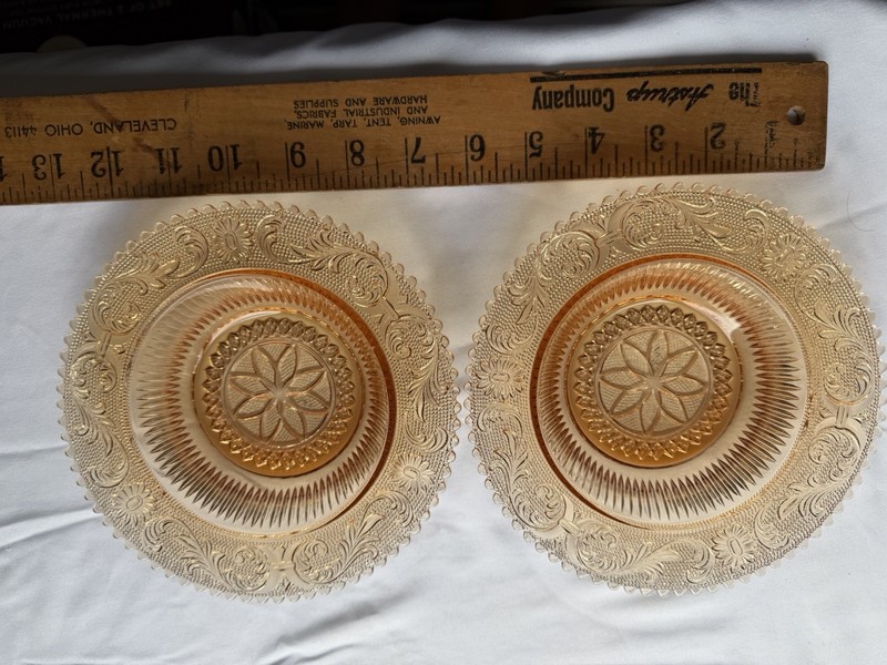 Carnival Glass Marigold Depression Medium Bowls Set 2 Vintage Floral Made USA