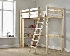 STRICTLY BEDS&BUNKS Celeste High Sleeper Loft Bunk Bed with Bookcase, 2ft 6