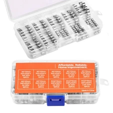 120 Pcs Fast-Blow Glass Fuses Assortment Kit 125V 5 x 20 mm & 3.6 x 10 mm