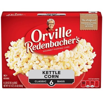 Orville Redenbacher Kettle Corn Microwave Popcorn 3.28 oz Classic Bags 6 Count
