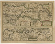 Antique Map of the Rhine, Maas and Waal Rivers by Hondius (c.1638)