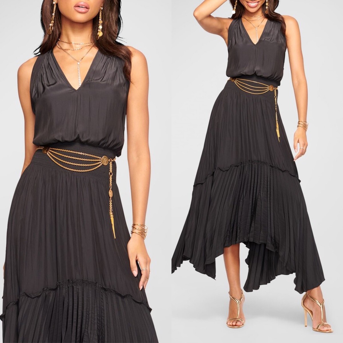 smocked asymmetric midi dress Tranquility Asymmetric Midi Dress