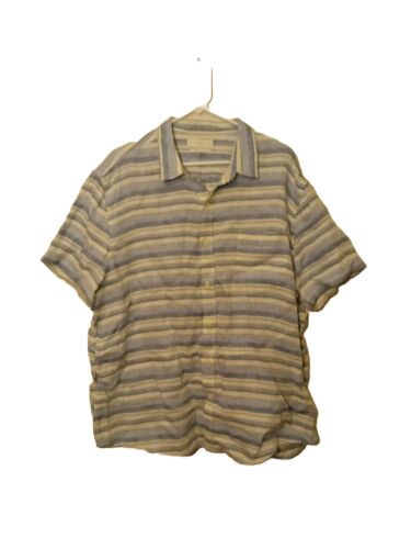 Lucky Brand Classic Fit Mens Linen XXL Short Sleeve Button Shirt - Picture 2 of 5