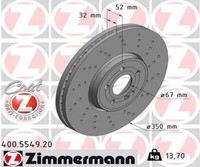 Zimmermann 2X Bremsscheibe Vorne Ø350 InnenbelüFtet Gelocht FüR Mercedes GLA