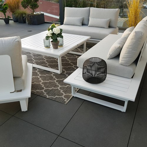 Aluminium ICM Gartenlounge Grenoble weiß Modul Lounge-Set Loungemöbel Outdoor - Bild 8 von 12