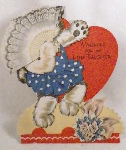 Tarjeta de San Valentín mecánica para mi pequeña hija gatito fan 1937 vintage #45 - Imagen 3 de 4