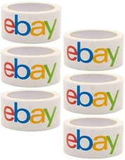6 Rolls Ebay Color Shipping and Packing Tape 2" 75 Yard 2.7mil Thick