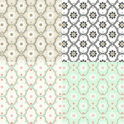 As Creation Cozz Pastell Retro Blumen Ethno Herzen Motiv Glatt Tapete