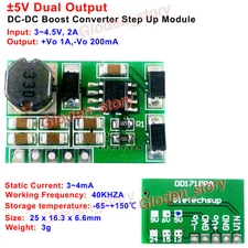 ±5V Dual Output Mini DC Boost Step Up Voltage Converter 3v 3.3v 3.7v 4.2v to 5v