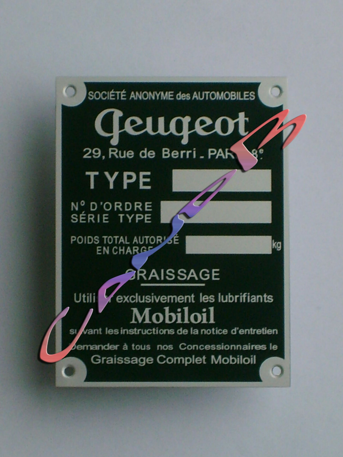 Plaque Peugeot 203 souvenir automobile pour revivre l'histoire mécanique