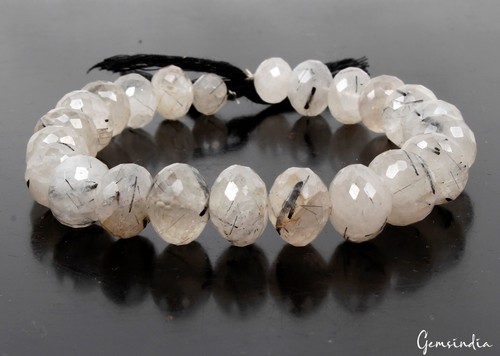 260 Cts Natural Black Rutile Quartz Beads Loose Gemstone 23 Pcs Size 9mm to 14mm - Picture 2 of 6