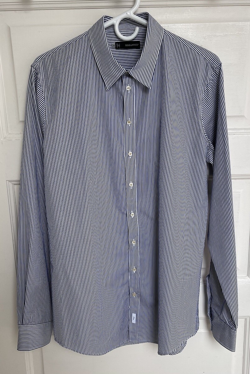 Dsquared2 Made In Italy Men's Blue Stripes Button Down Dress