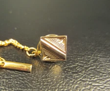 Vintage Linear with Cute Corners Yellow Gold Plated Tie Tack 