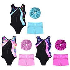 Kids Girl's Rompers Sleeveless Jumpsuit And Bottoms Hair Tie Skating Glitter