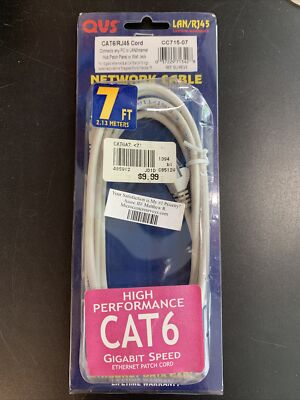 QVS RJ45 7FT 2.13M Premium CAT6 Cat 6 High Performance CC715 CC715-07