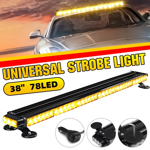 78 LED Emergency Traffic Advisor Double Side Warning Strobe Light Bar Amber
