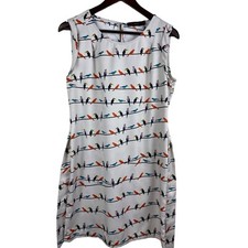 The Limited Sleeveless Bird Print Belted Spring Summer Dress Women's Small