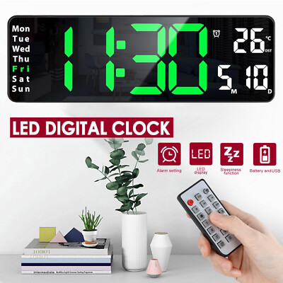 Wanduhr Digital Tischuhr LED Timing Countdown Uhr Alarm Wecker mit Fernbedienung