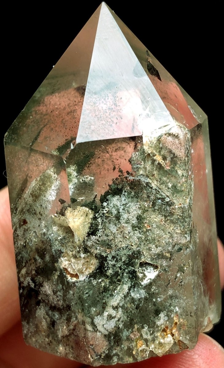 45g Natural Phantom 'Green Ghost' Lemurian QUARTZ Crystal Point